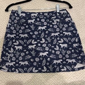 Ralph Lauren Navy Leopard & Leaf Print Skirt